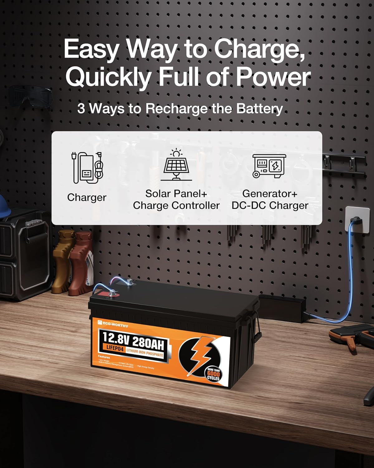 12V 280Ah Lifepo4 Lithium Battery, 6000+ Deep Cycles, 3584Wh Energy, for Off-Grid, RV, Solar Power System, Home Backup, UPS, Marine
