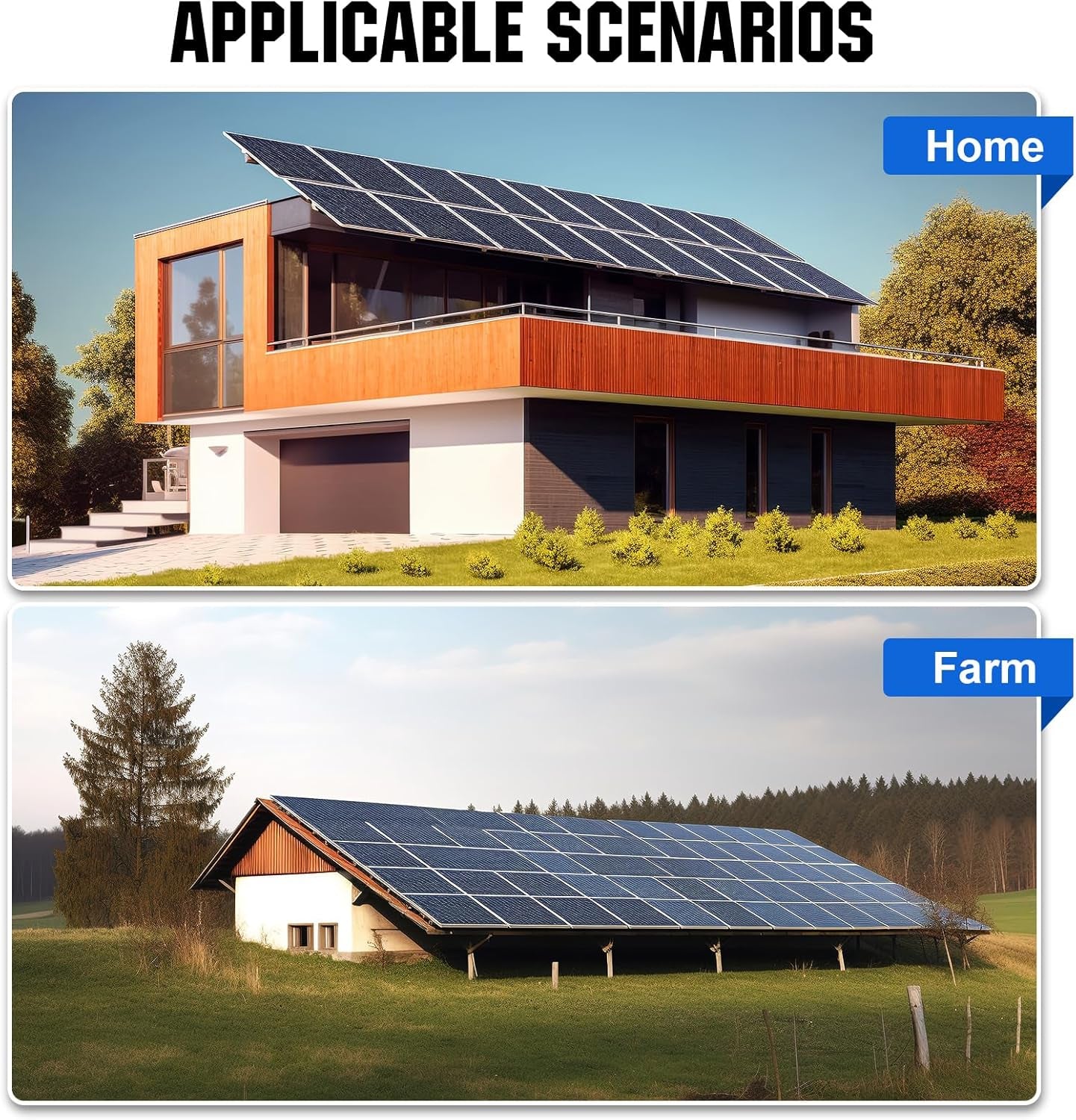 10920W Solar Panels for Homes with 48V 400AH Lifepo4 Battery:56Pcs 12V 195W Bifacial Monocrystalline Solar Panel+16Pcs 48V 50AH Lithium Battery,Off Grid Solar System Complete Kit