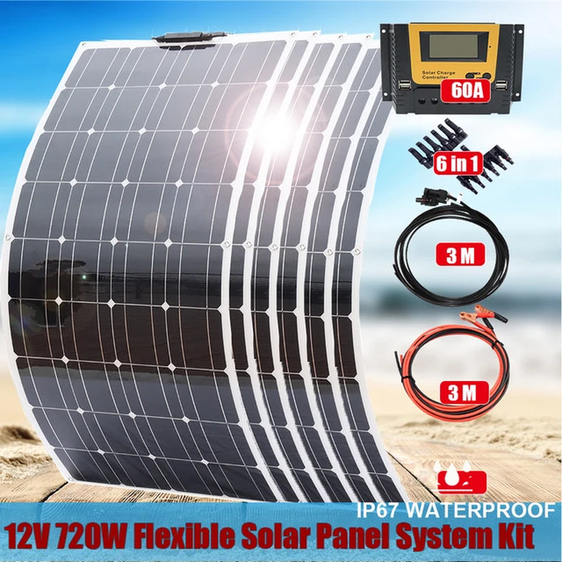 120W Panel Solar 240W 12V Mono Solar Cell Outdoor 360W Flexible Solar Panel Kit 600W 1200W for Light Home Lead Acid Battery Cell