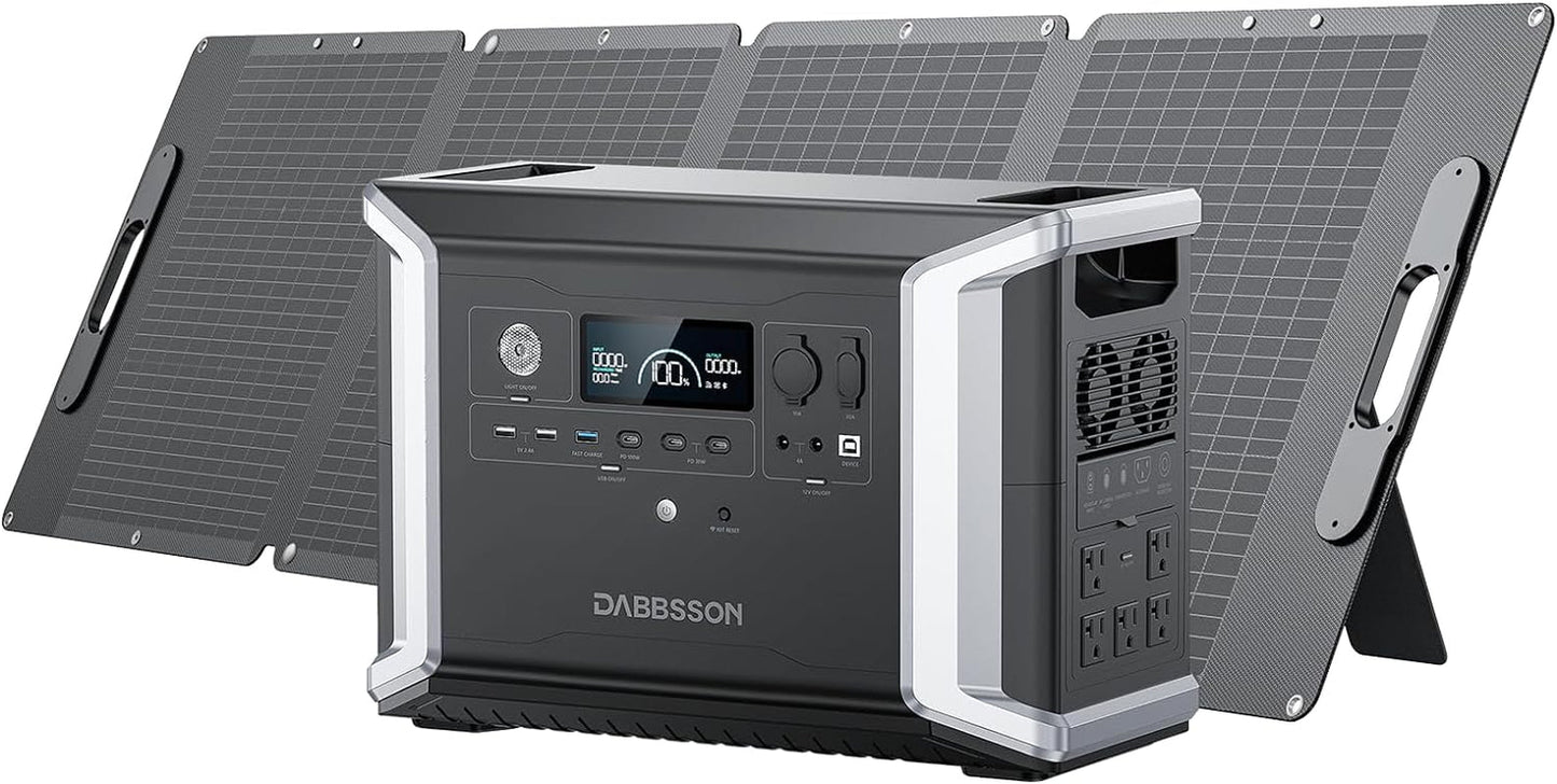DBS2300 Portable Power Station with 210W Solar Panel, 2330Wh EV Semi-Solid State Lifepo4 Battery, 4 X 2200W AC Outlets (3000W with P-Boost), Solar Generator for Outdoor,Home Backup,Camping