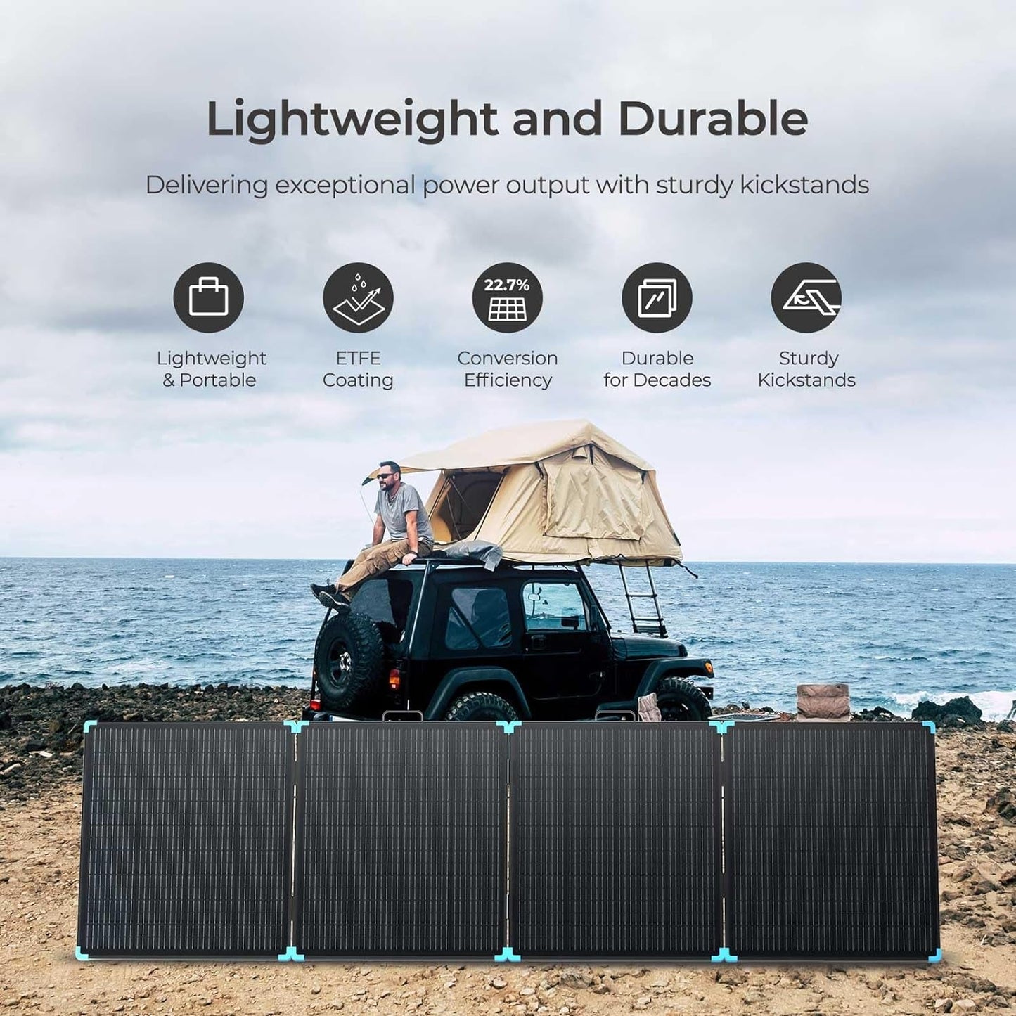 400W Lightweight Portable Solar Suitcase, Foldable Solar Panel Charger for Outdoor Activities, RV, Camping, Marine, Off-Grid, Fast Installation with Sturdy Kickstands