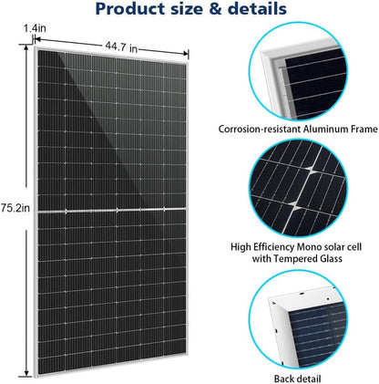 SUNGOLDPOWER 8PCS 460W Bifacial PERC Solar Panels Monocrystalline, High Efficiency Solar Panel for Charging Station,Rooftop, Household, Marine, RV, On/Off Grid Solar System (8Pcs 460W Bifacial Panel)