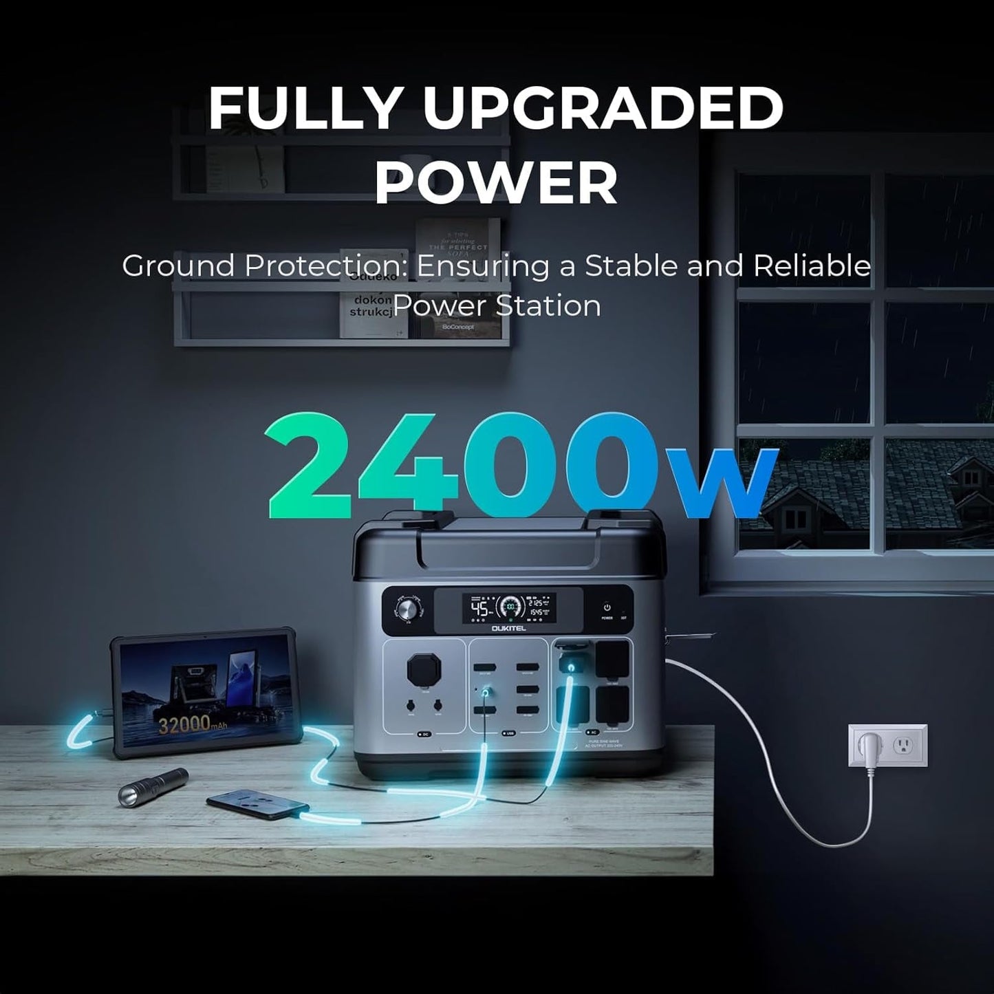 Solar Generator P2001 plus 2048Wh with 2X220W Solar Panel, 2400W Portable Power Station, Lifepo4 Battery Solar Powered Generator for Camping, Home, RV, Emergency