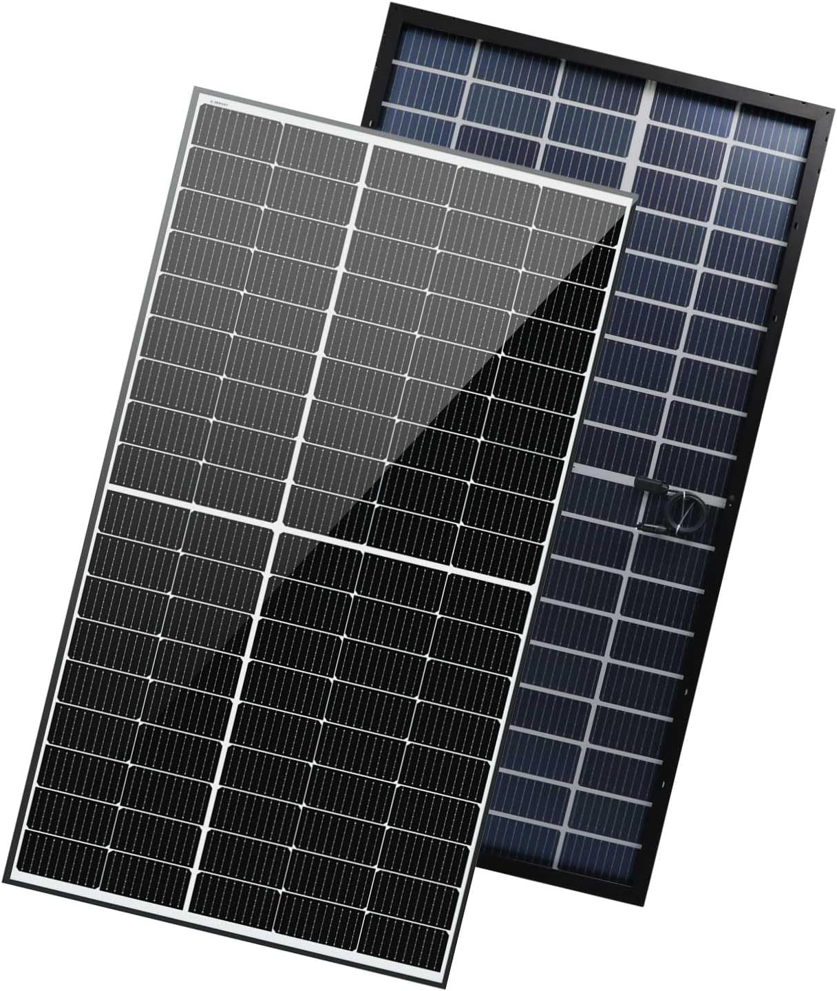 Bifacial 2Pcs 320 Watt Solar Panels 12/24 Volt Monocrystalline PV Power Charger On/Off-Grid 640W Supplies for Rooftop Charging Station Farm Yacht and Other Off-Grid Applications, Black