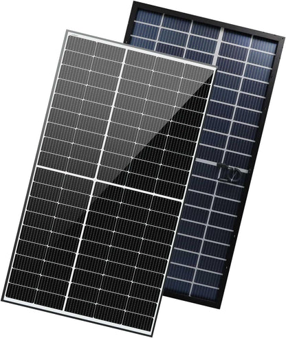 Bifacial 2Pcs 320 Watt Solar Panels 12/24 Volt Monocrystalline PV Power Charger On/Off-Grid 640W Supplies for Rooftop Charging Station Farm Yacht and Other Off-Grid Applications, Black