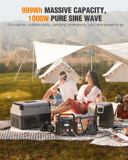 1000W Solar Generator with 200W Portable Solar Panel, 999Wh Portable Power Station Solar Powered Generator Lithium Battery Backup USB-C PD 60W for Outdoor Camping RV Off-Grid Home Emergency