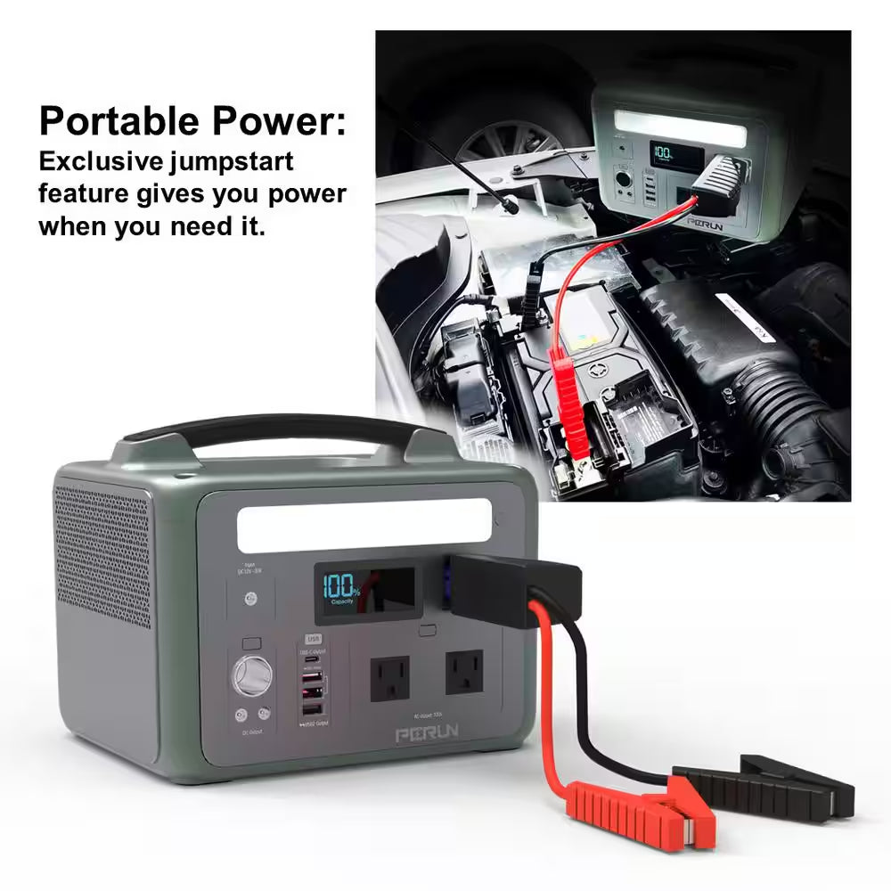 600-Watt Continuous/1200-Watt Peak Power Station plus 200-Watt Portable Solar Waterproof Panel, Camping, Outdoor Living