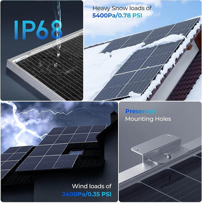 Bifacial 2Pcs 550 Watt Solar Panels 12/24 Volt Monocrystalline PV Power Charger On/Off-Grid 1100W Supplies for Rooftop Charging Station Farm Yacht and Other Off-Grid Applications