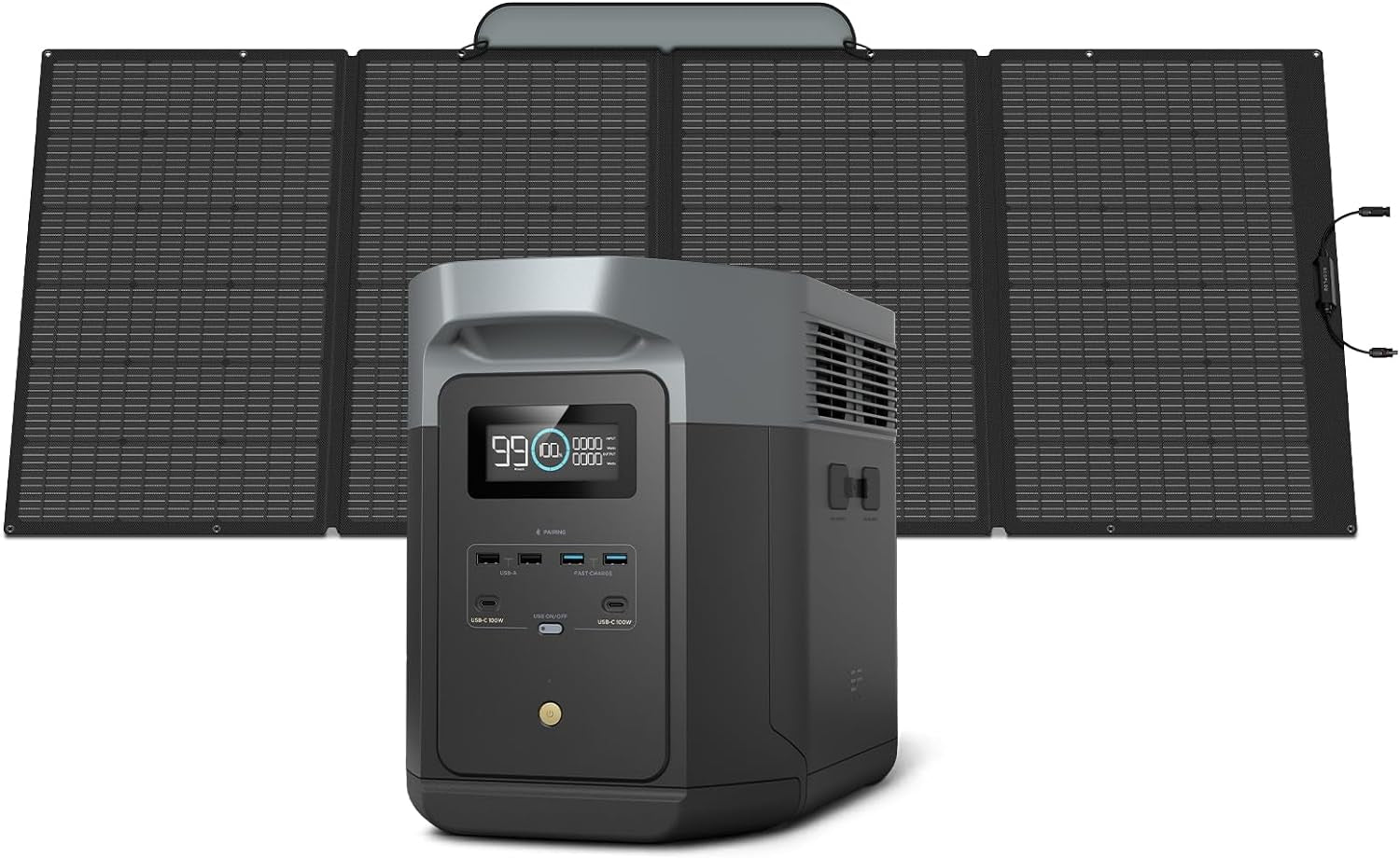Solar Generator DELTA 2 Max 2048Wh with 400W Solar Panel, LFP Battery Portable Power Station up to 3400W AC Output Fast Charging 0-80% in 43 Min Solar Powered Generator for Camping, RV