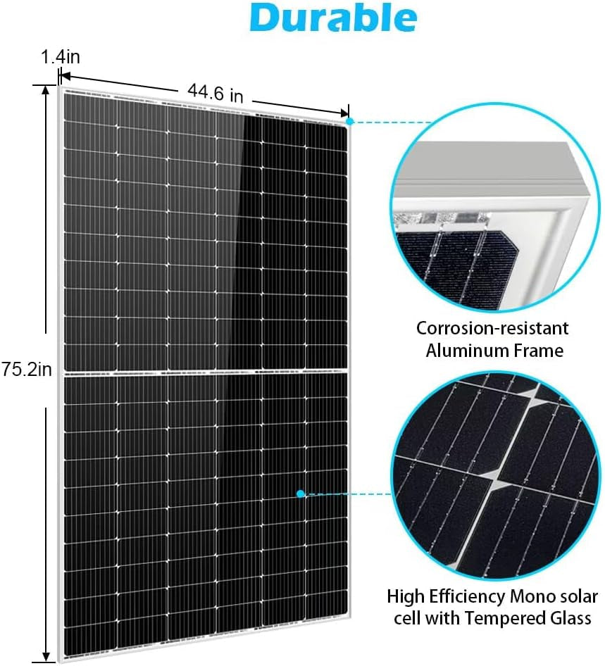 SUNGOLDPOWER 10Pcs 450W Monocrystalline Solar Panel,Grade a Solar Cell, Waterproof Ip67,High Efficiency PV Module for Rv,Home,House,Boat,Farm,Off Grid and on Grid System (10 Pack of 450W),Black
