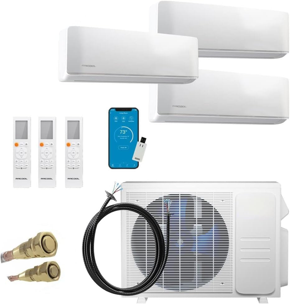 48K BTU 20.5 SEER Multi-Zone Mrcool DIY 3 Zone Ductless Heat Pump Split System 4Th Generation - 12K+12K+24K