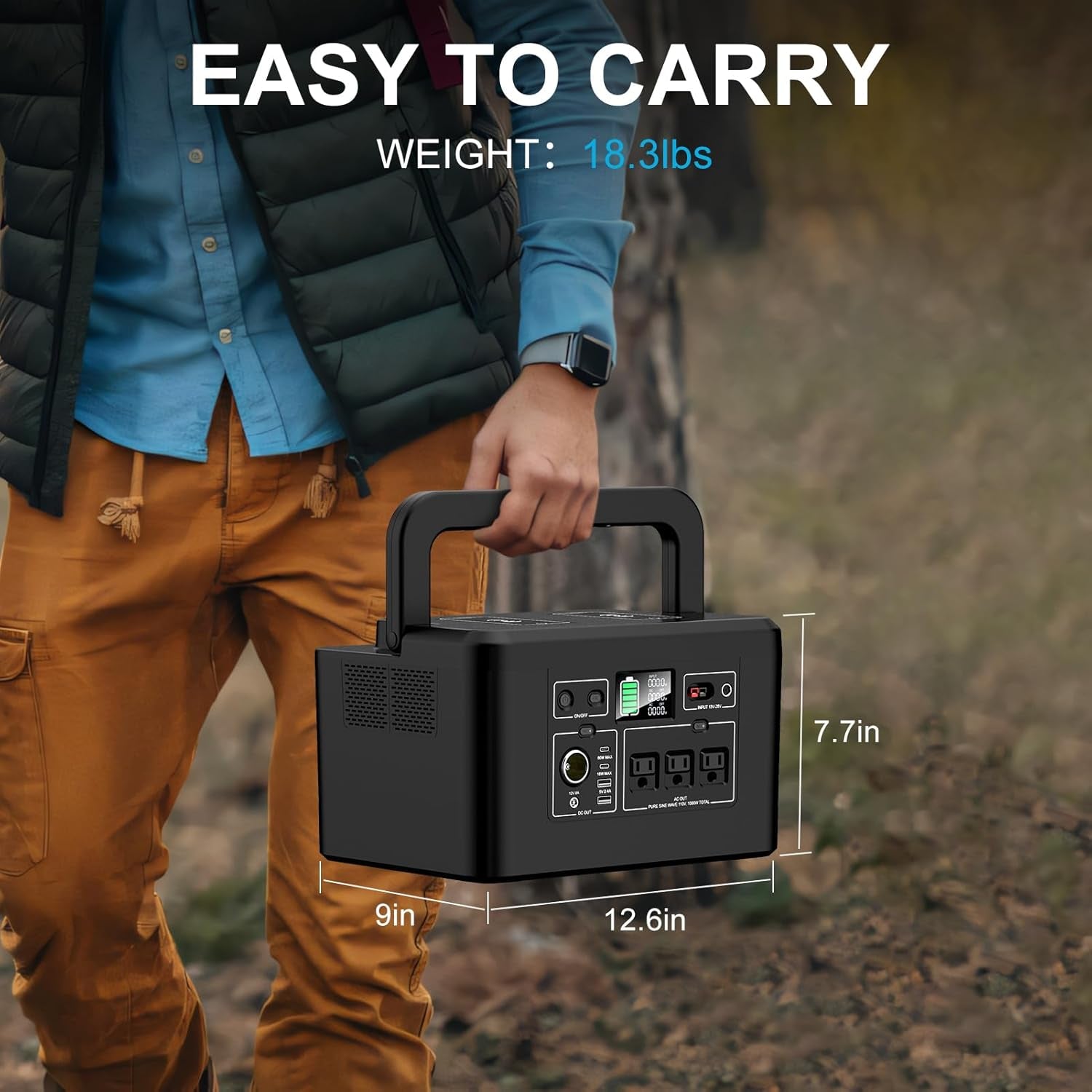 Portable Power Station 800W with 3 AC Outlets, 110V/740Wh Solar Generator(Solar Panel Optional), 200,000Mah Emergency Backup Lithium-Ion Battery for Outdoors Travel RV Trip Camping CPAP Machine