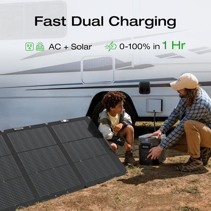 Solar Generator DELTA 2 Max 2048Wh with 220W Solar Panel, Lifepo4 Battery Portable Power Station, up to 3400W AC Output, AC + Solar Fast Dual Charging 0-100% in 1 Hr for Outdoor Camping RV