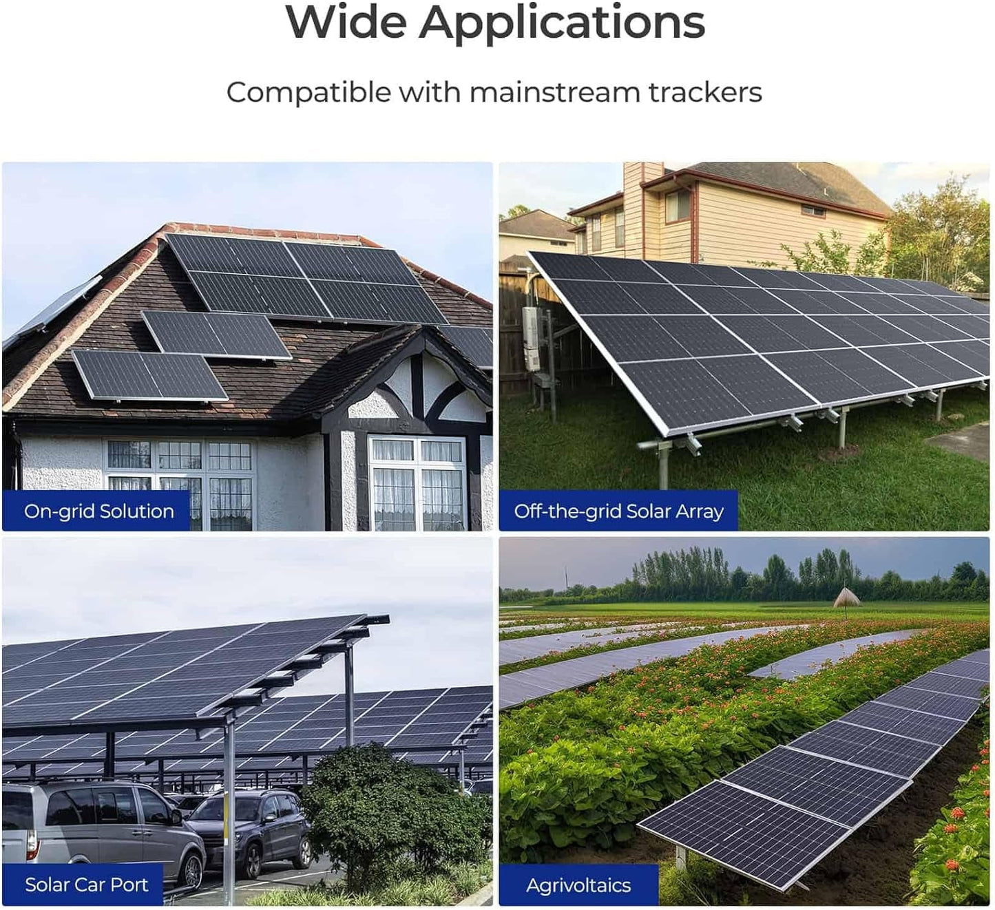 Bifacial 6Pcs 450 Watt Solar Panels 12/24 Volt Monocrystalline PV Power Charger On/Off-Grid 2700W Supplies for Rooftop Charging Station Farm Yacht and Other Off-Grid Applications