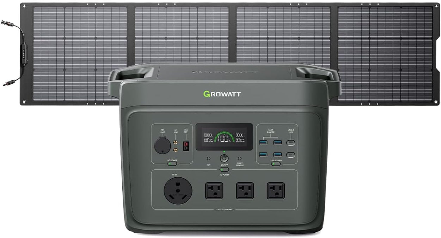 Infinity 2000 Solar Generator: 2048Wh Portable Power Station with 200W Solar Panel,2200W AC Outlets,Tt-30,Lifepo4 Battery, 1.6Hrs Full Charging, for Rv,Outdoor Camping,Home Use Battery Backup