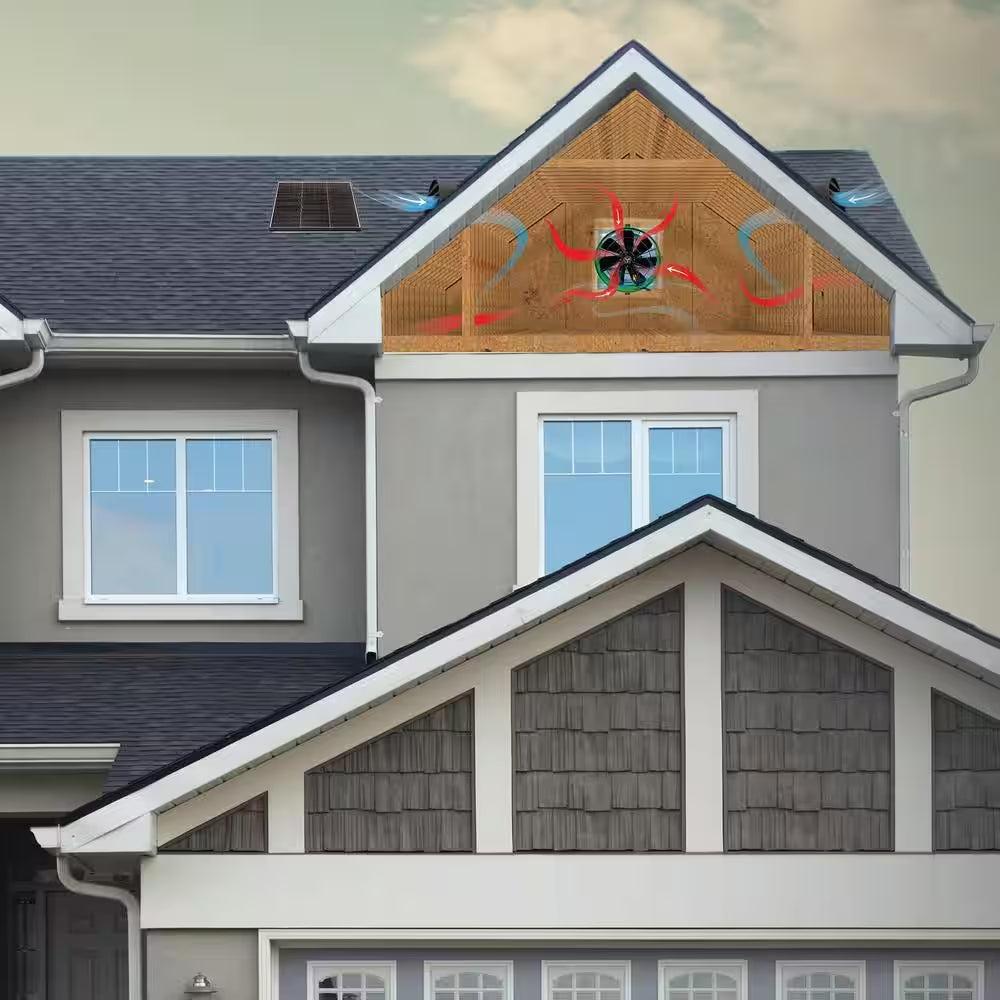 40-Watt Hybrid Solar/Electric Powered Gable Mount Attic Fan with Included Inverter
