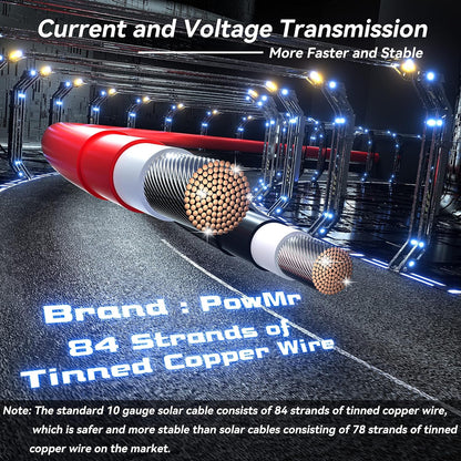 Solar Panel Wire 328FT Black 10AWG (6Mm²) Tinned Copper Wire, PV Wire Solar Extension Cable, Solar Panel Cable for Solar Panel Automotive RV Boat Marine Outdoor,10Awg 328Ft Black