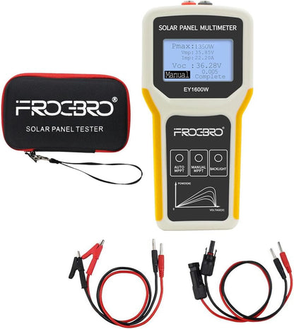 Upgrade Solar Panel Tester Photovoltaic Multimeter Upgrade EY1600W with Ultra Clear LCD, Smart MPPT Open Circuit Voltage Troubleshooting Utility Tool for Solar PV Testing (LCD 1600W)
