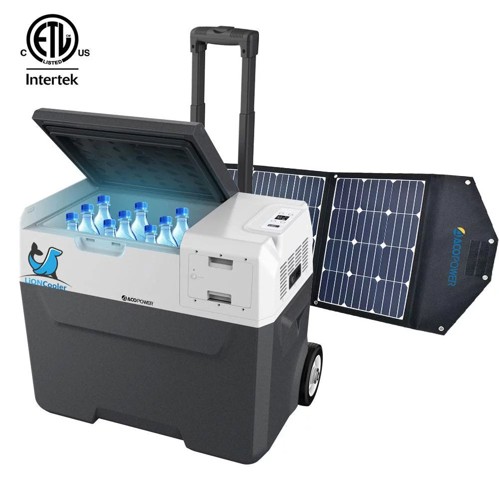 Combo, X40A Portable Solar Fridge/Freezer (42 Quarts) and 90W Solar Panel