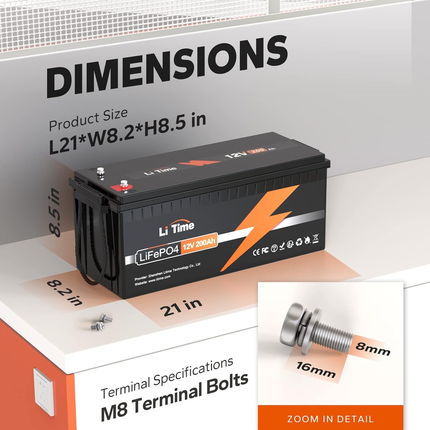 12V 200Ah Lifepo4 Lithium Battery with 2560Wh Energy Max. 1280W Load Power Built-In 100A BMS,10 Years Lifetime 4000+ Cycles, Perfect for RV Solar Energy Storage Marine Trolling Motor