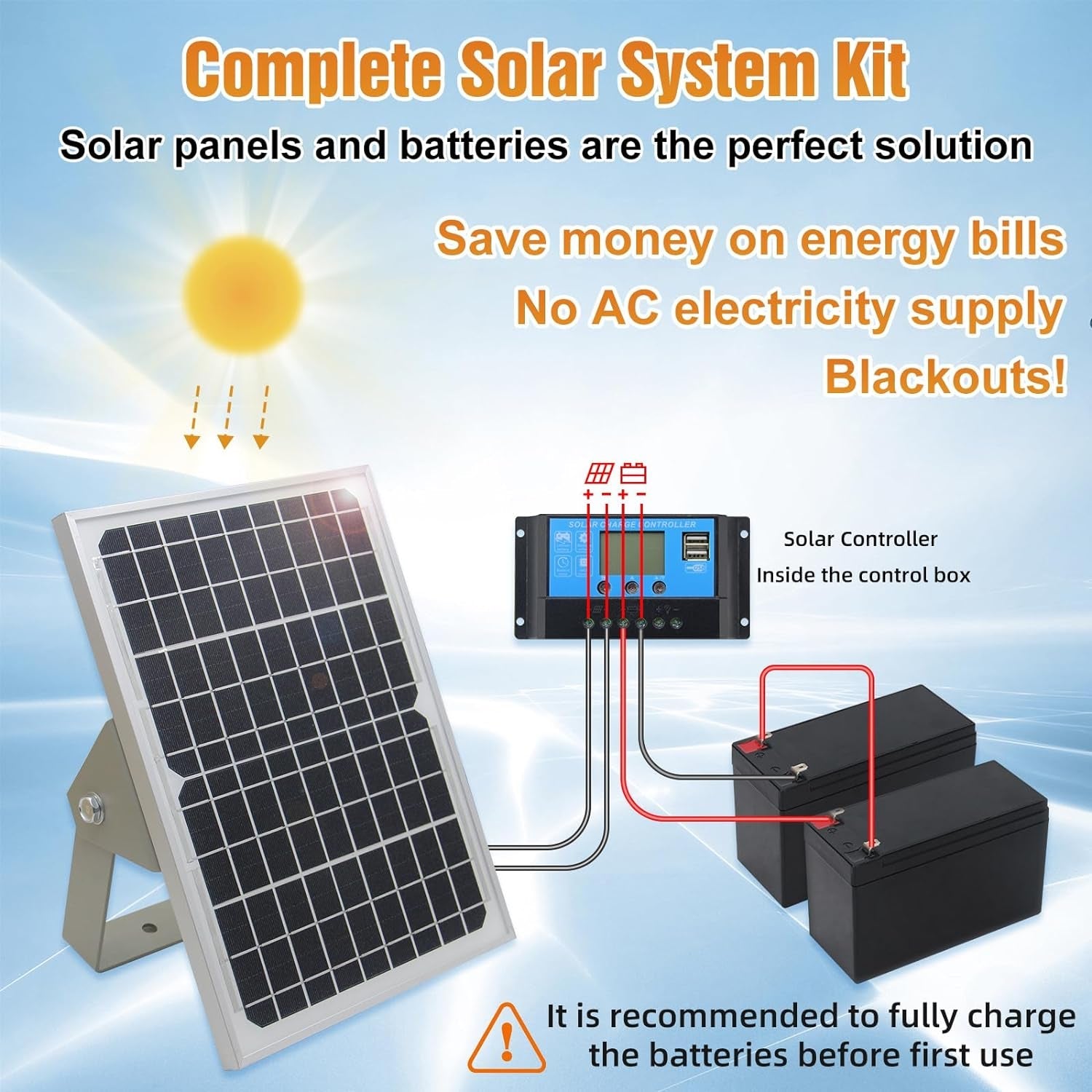 C026 Solar Gate Opener with Batteries & Solar Panel for Dual Swing Gates up to 1540Lb Automatic Gate Opener with Remote Complete Kit Medium Duty Electric Gate Opener Solar Powered 60W Motor