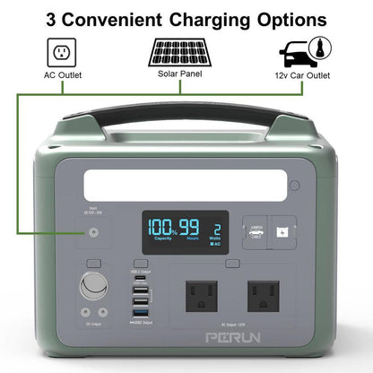 600-Watt Continuous/1200-Watt Peak Power Station plus 100-Watt Portable Solar Panel, Waterproof Camping, Outdoor Living