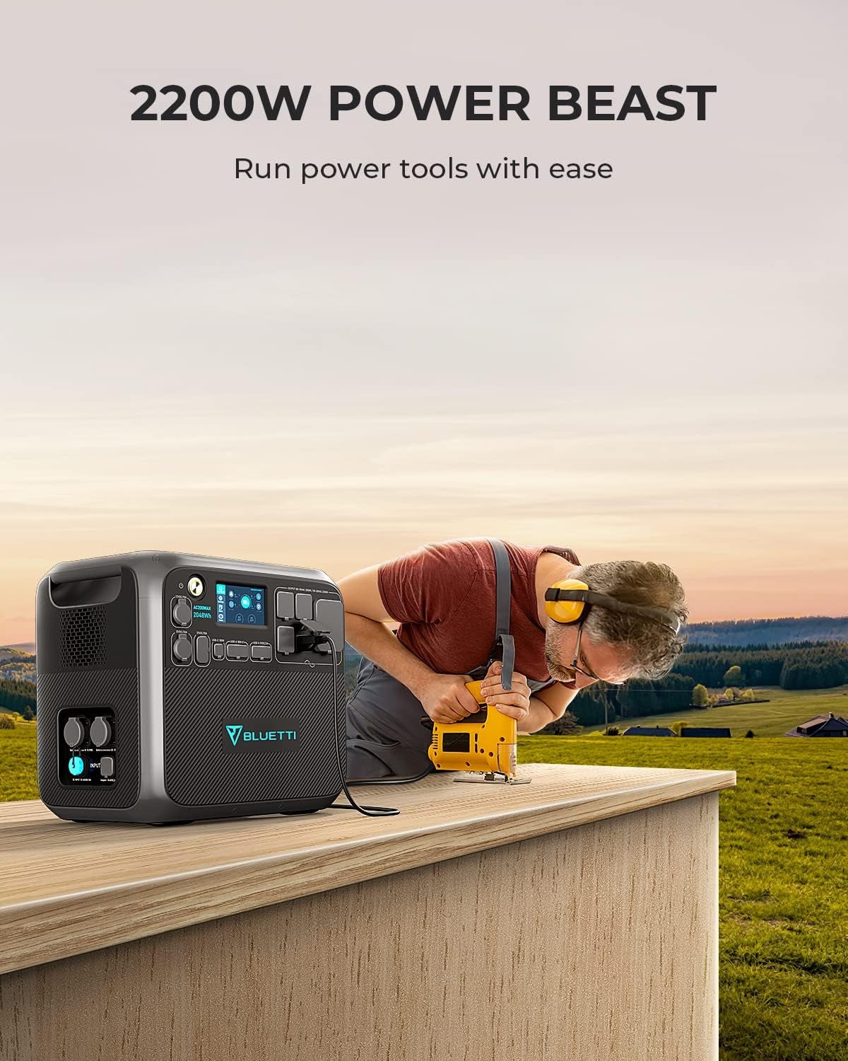 Portable Power Station AC200MAX, 2048Wh Solar Generator Expandable to 8192Wh, 5 2200W AC Outlets, Lifepo4 Battery for Camping, Emergency