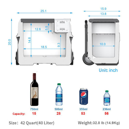 Combo, X40A Portable Solar Fridge/Freezer (42 Quarts) and 90W Solar Panel