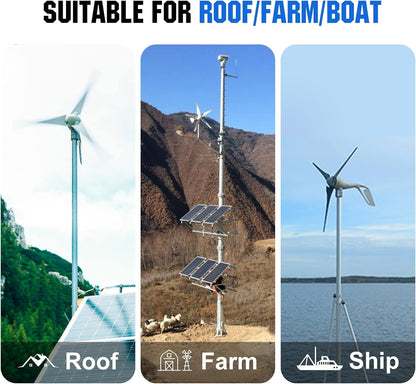 1000W 4KWH Solar Wind Power Kit: 1*400W Wind Turbine + 6*100W Solar Panel + 2*12V 100Ah Lithium Battery + 1*24V 3000W Inverter for Home/Rv/Boat/Farm/Street Light and Off-Grid Appliances