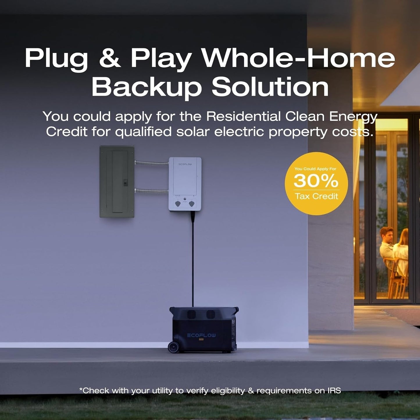 120V Home Backup Kit: DELTA Pro 3600Wh Power Station with Transfer Switch Kit, 3600W AC Output, Solar Generator for Home Use, Emergency, RV