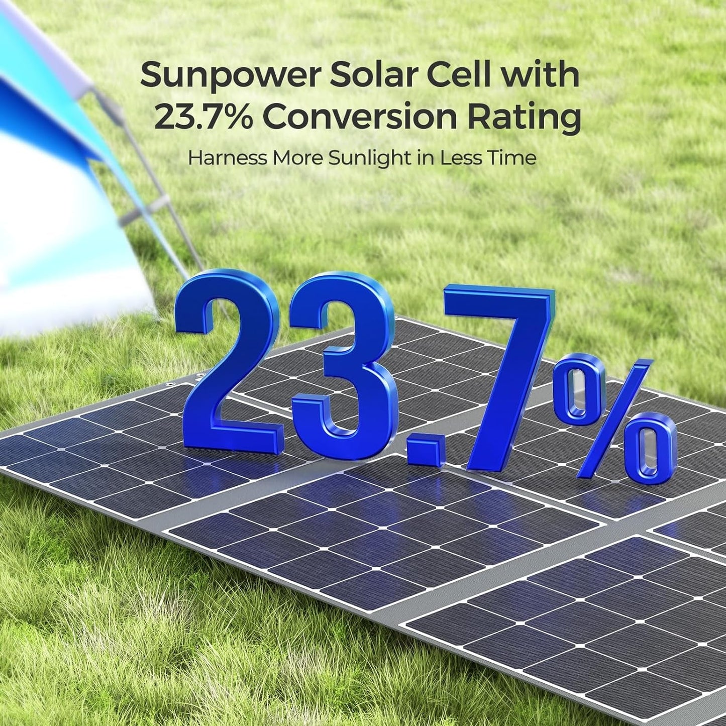 400W Portable Solar Panel Foldable Monocrystalline Solar Blanket, Huge Power Solar Panel, Sunpower Solar Cells 23.7% High Efficiency for Power Station Outdoor Camping RV Solar Generator