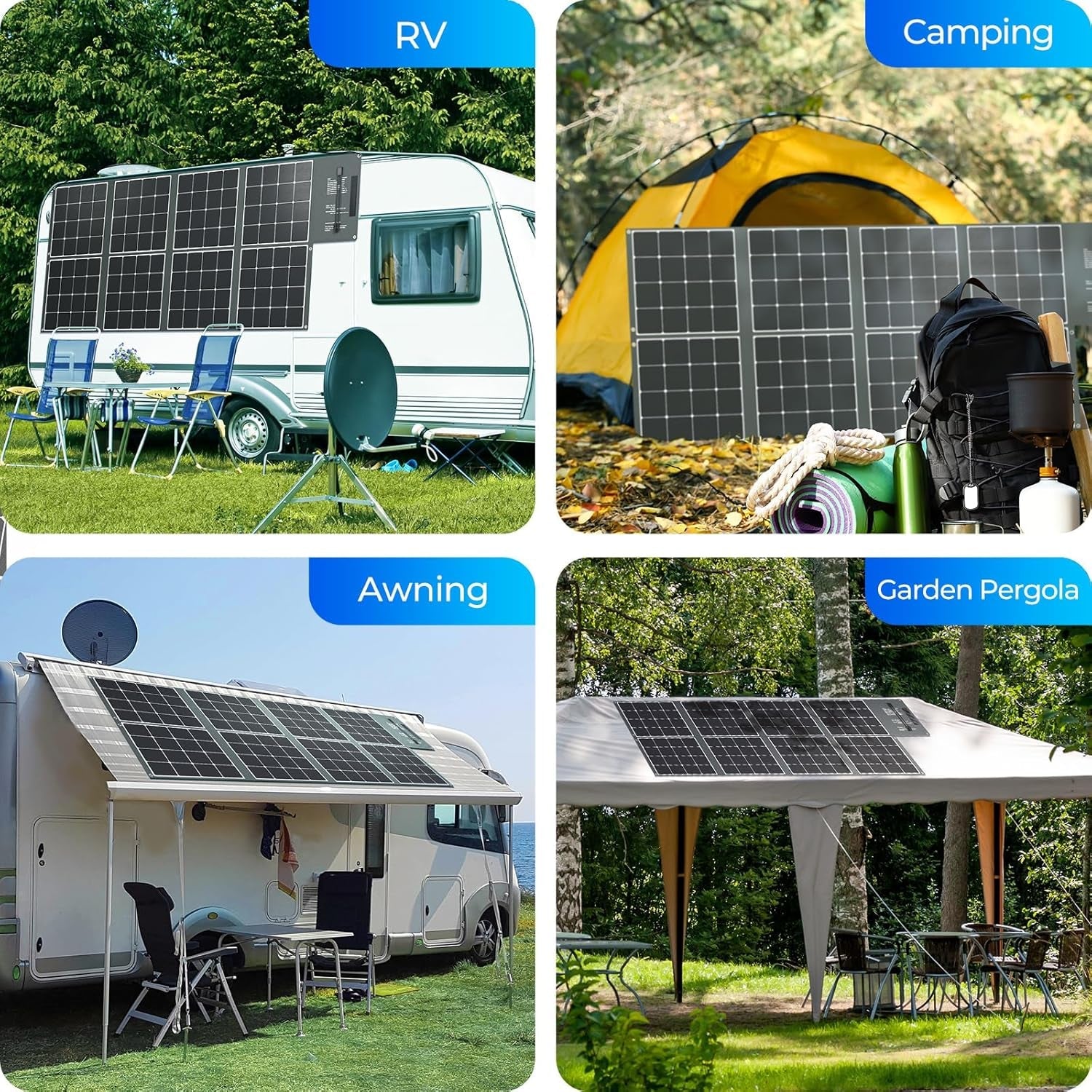 400W Portable Solar Panel Foldable Monocrystalline Solar Blanket, Huge Power Solar Panel, Sunpower Solar Cells 23.7% High Efficiency for Power Station Outdoor Camping RV Solar Generator