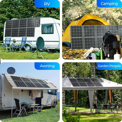 400W Portable Solar Panel Foldable Monocrystalline Solar Blanket, Huge Power Solar Panel, Sunpower Solar Cells 23.7% High Efficiency for Power Station Outdoor Camping RV Solar Generator