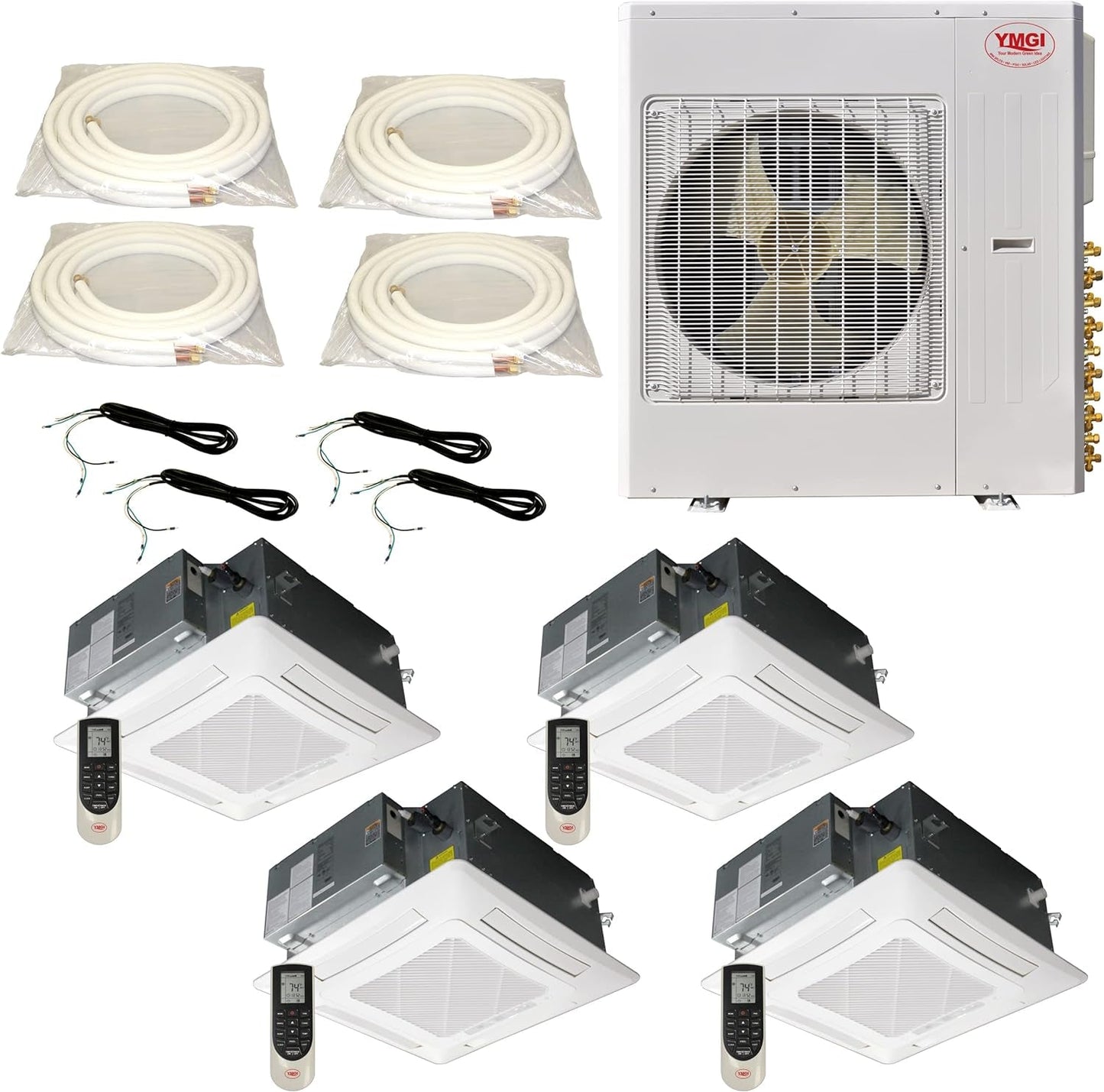 (59)4 Series Mini Split 48K Btu/H 21 SEER Condensing Unit with 4 X 12K Btu Ceiling Cassette Indoor Units