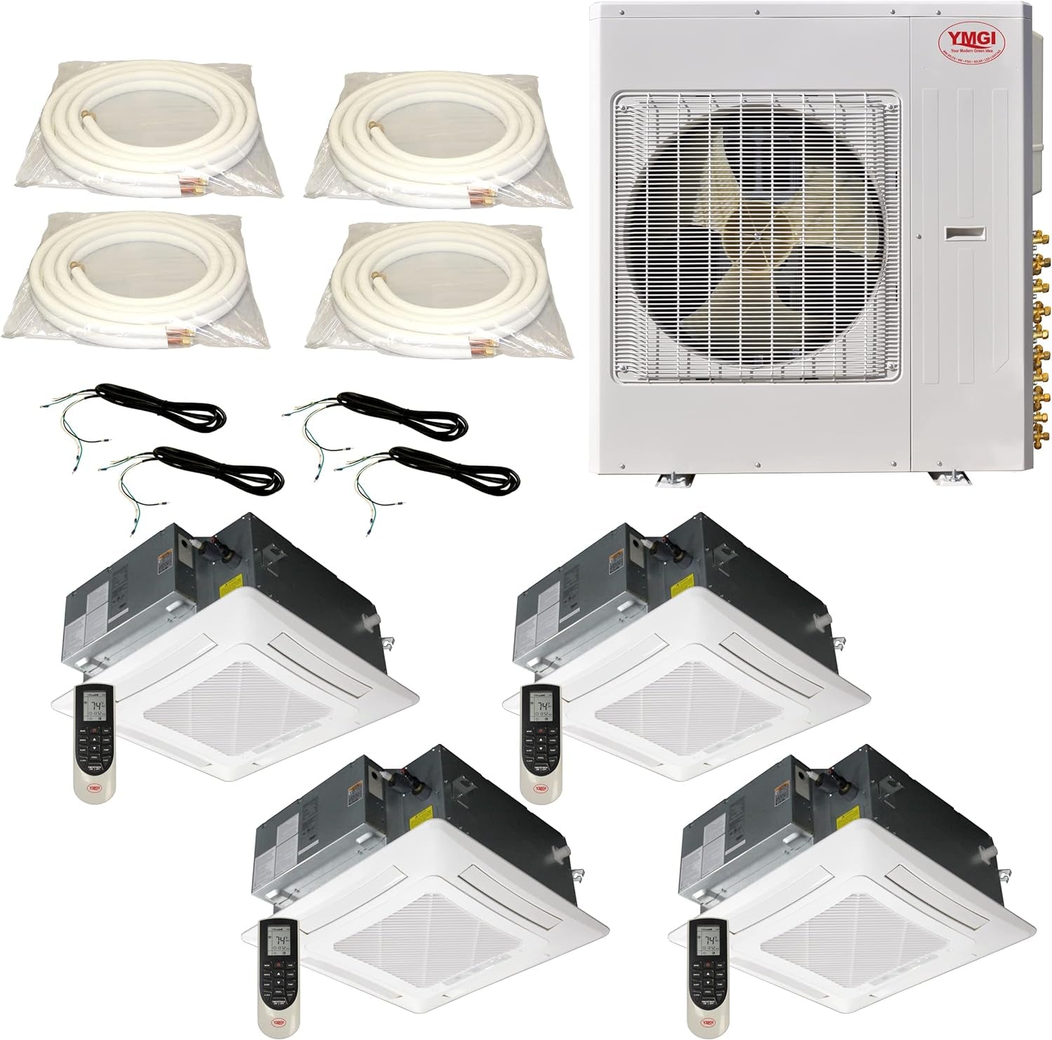 (59)4 Series Mini Split 48K Btu/H 21 SEER Condensing Unit with 4 X 12K Btu Ceiling Cassette Indoor Units