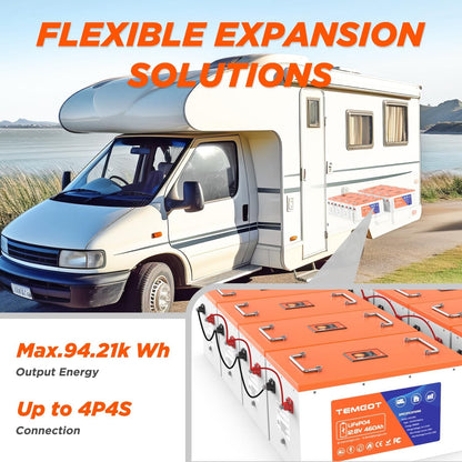 12V 460Ah Lifepo4 Lithium Battery with Touchable Screen, APP Monitoring, Built-In 250A BMS, Max. 3200W Load Power, 5880Wh Usable Energy, 5000+ Cycles, Perfect for Rv/Camper, Solar, and Off-Grid.