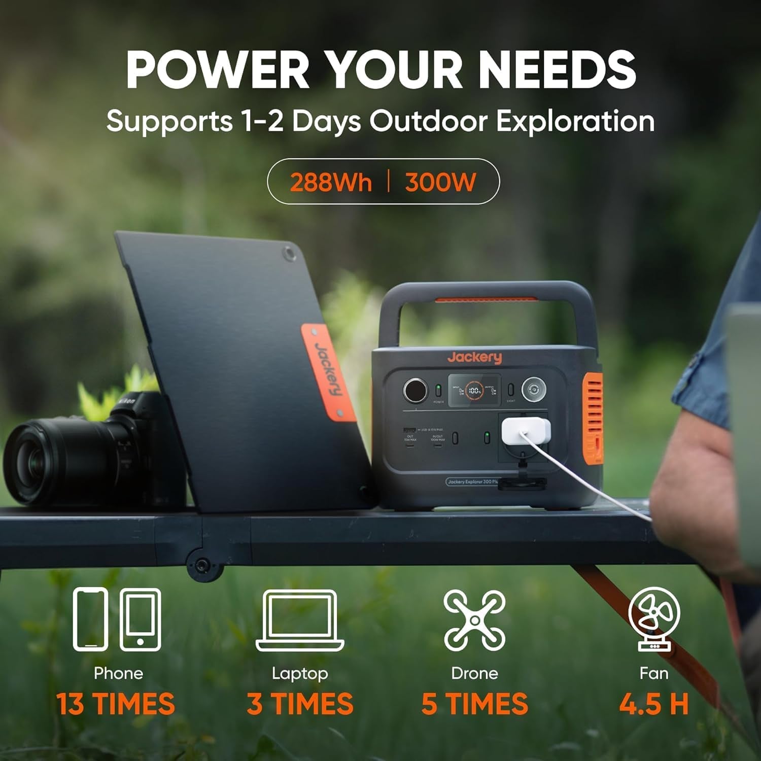 Solar Generator 300 plus Portable Power Station with 40W Book-Sized Solar Panel, 288Wh Backup Lifepo4 Battery, 300W AC Outlet, Only 5KG for RV, Outdoors, Camping, Traveling, and Emergencies
