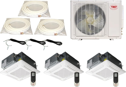 (59)4 Series Mini Split 36K Btu/H 21 SEER Condensing Unit with 3 X 12K Btu Ceiling Cassette Indoor Units