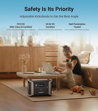 Portable Power Station DBS2300 Plus, Max 16660Wh, 4 × 2200W AC Outlets, Solar Generator for Camping, Home Backup, Emergency, RV