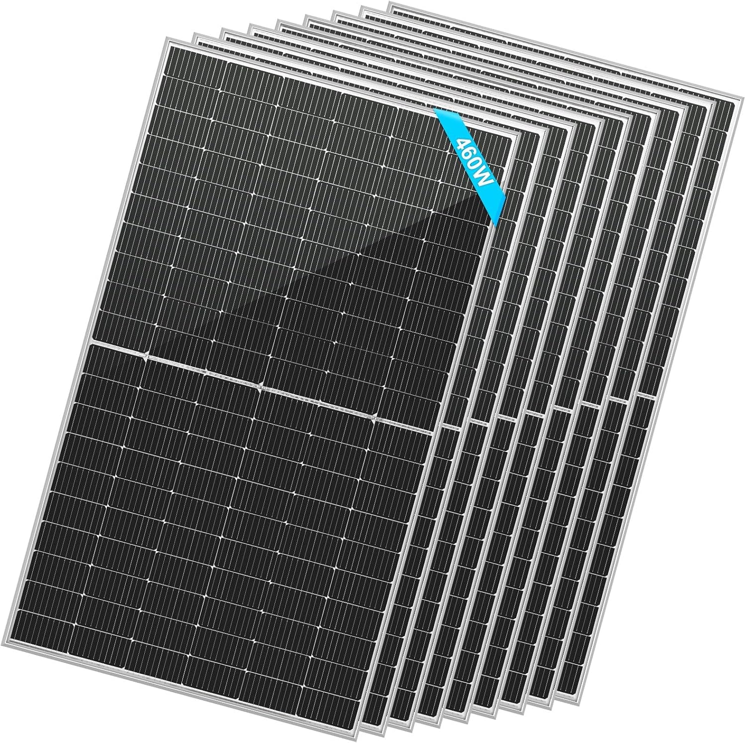 SUNGOLDPOWER 8PCS 460W Bifacial PERC Solar Panels Monocrystalline, High Efficiency Solar Panel for Charging Station,Rooftop, Household, Marine, RV, On/Off Grid Solar System (8Pcs 460W Bifacial Panel)