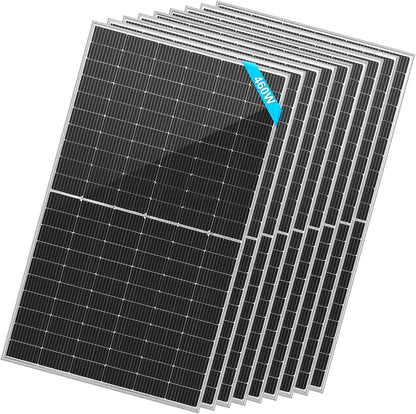 SUNGOLDPOWER 8PCS 460W Bifacial PERC Solar Panels Monocrystalline, High Efficiency Solar Panel for Charging Station,Rooftop, Household, Marine, RV, On/Off Grid Solar System (8Pcs 460W Bifacial Panel)