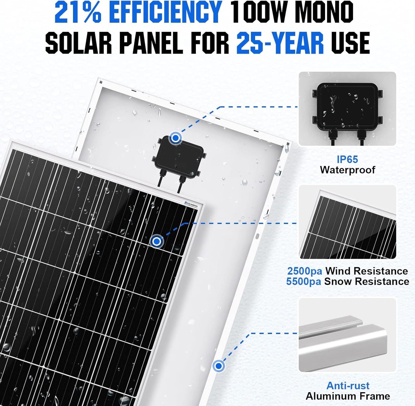 1000W 4KWH Solar Wind Power Kit: 1*400W Wind Turbine + 6*100W Solar Panel + 2*12V 100Ah Lithium Battery + 1*24V 3000W Inverter for Home/Rv/Boat/Farm/Street Light and Off-Grid Appliances