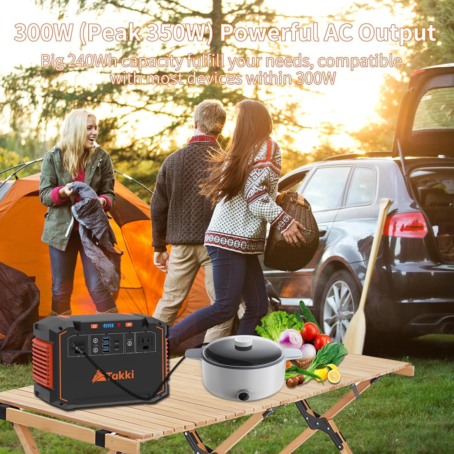 350W Peak Solar Generator Portable Power Station with 40W Solar Panels Included, 240Wh Solar Power Bank AC DC USB Ports for Camping Tent Emergency Outdoor