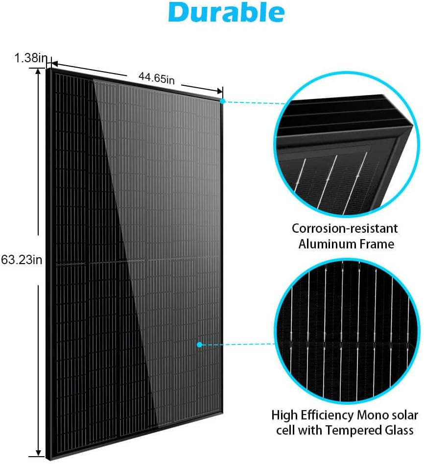 SUNGOLDPOWER 14Pcs 370W Solar Panels Monocrystalline, Grade a Solar Cell, Waterproof IP68, High Efficiency Solar Panel On/Off Grid Supplies for Charging Station, Household, Marine, RV, Tiny House