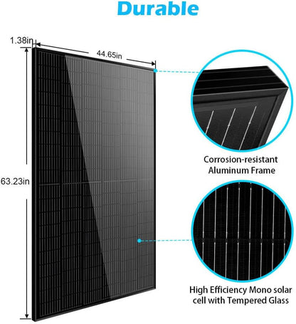 SUNGOLDPOWER 14Pcs 370W Solar Panels Monocrystalline, Grade a Solar Cell, Waterproof IP68, High Efficiency Solar Panel On/Off Grid Supplies for Charging Station, Household, Marine, RV, Tiny House