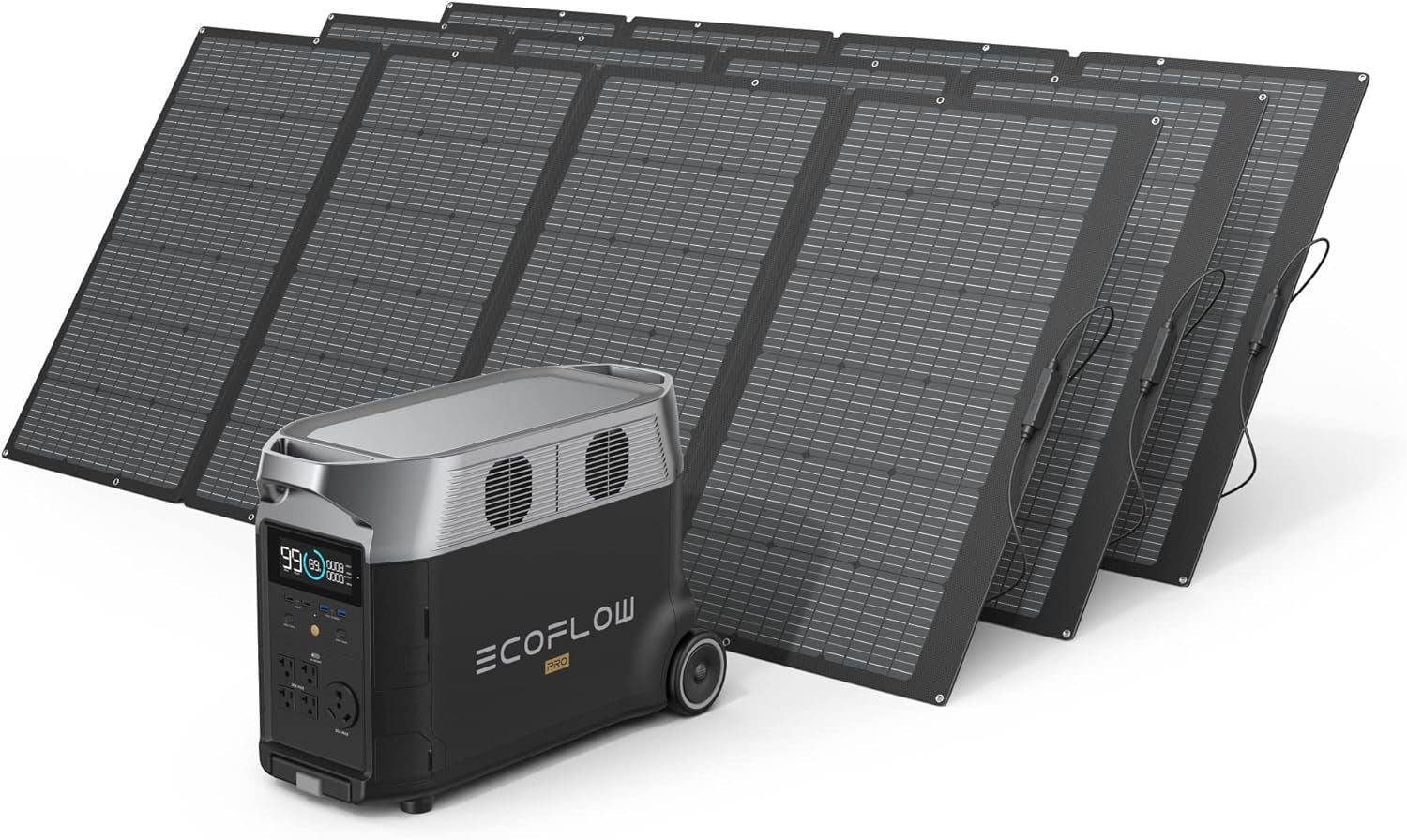Solar Generator 120V/3.6Kwh DELTA Pro with 3X400W Portable Solar Panel, 23% High-Efficiency, 5 AC Outlets, 3600-4500W, Portable Power Station for Home Use Emergency Blackout Camping RV