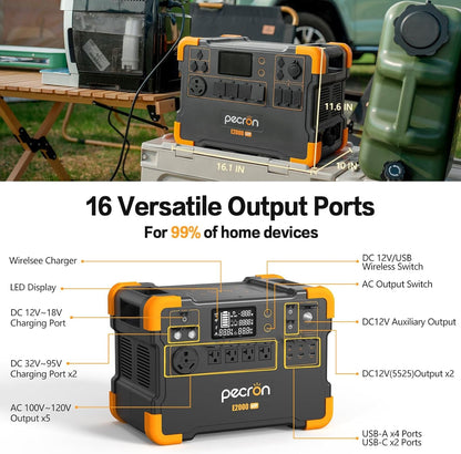 Portable Power Station E2000LFP Power Station with 6X200W Solar Panels Solar Power Station 6X110V/2000W AC Outlets Lifepo4 Battery Backup for Outdoors Camping Emergency