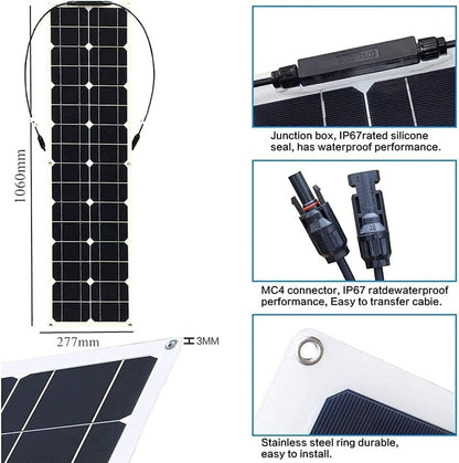400W 600W 800W 1200W Solar System Kit,Flexible Monocrystalline Solar Panel Photovoltaic Module with 40A Solar Charge Controller for 12-24V Battery Charging Car Battery Camper RV Yacht Boat,4X300W