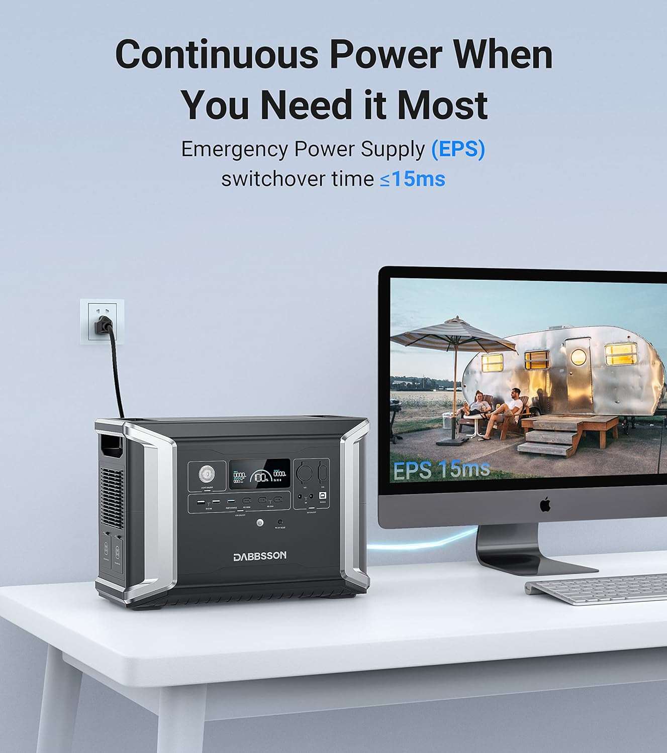 Portable Power Station DBS2300, 2330Wh EV Semi-Solid State Lifepo4 Home Battery Backup, Max 8330Wh, 5×2200W AC Outlets, Solar Generator for Camping, Home Backup, Emergency, RV