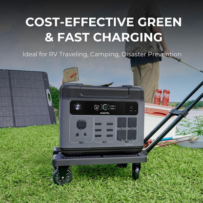 Solar Generator P2001 plus 2048Wh with 2X220W Solar Panel, 2400W Portable Power Station, Lifepo4 Battery Solar Powered Generator for Camping, Home, RV, Emergency